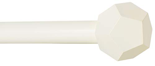 Ivilon Drapery Treatment Window Curtain Rod - Faceted Hexagonal 1 Inch Pole. 28 To 48 Inch. White-Ivory #TOP1