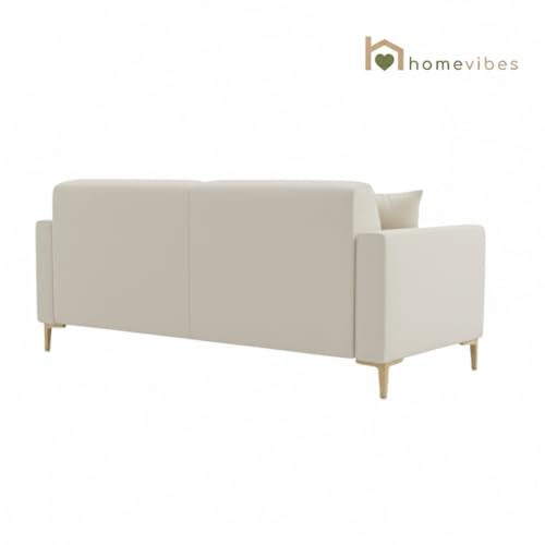 Image of 3 Seater Velum Fabric Sofa Set for Living Room, Modern Design with High Density Foam, Solid Wood Frame, Ergonomic Comfortable Seating for Home & Office (Beige, 3 Seater) | Soft foam comfort, Strong wood frame