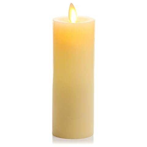 Luminara Realistic Artificial Flame Classic Slim Pillar Candle (2" x 6") Moving Flame LED Battery Operated Lights - Real Wax Unscented Cover
