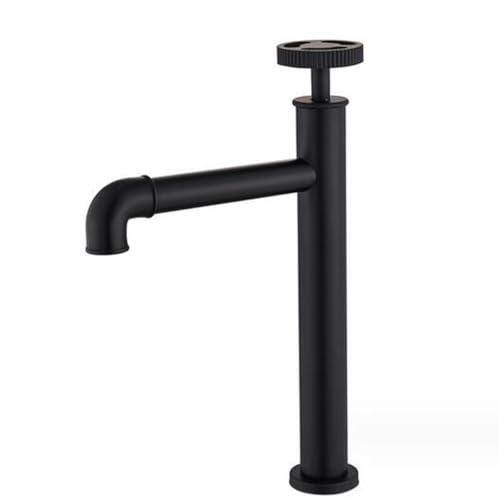 Black Bathroom Faucet Vessel Sink Faucet One Hole Top Handle Industrial Pipe Style Vanity Faucet for Bath Laundry Utility Bar Sink Tall Tap for Above Counter Basin Bowl Sink Farmhouse Modern