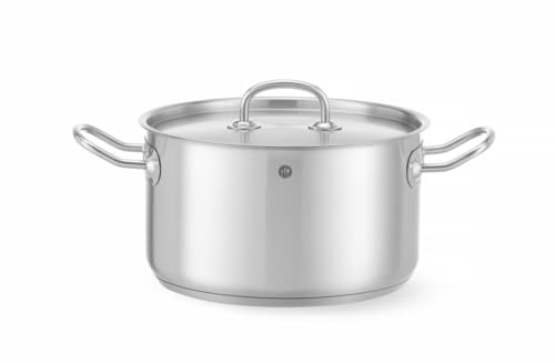 HENDI Marmite, médiane, couvercle avec trous de vapeur, pot de cuisson, casserole, braisière, faitout, convient à toutes les sources de chaleur, lavable au lave-vaisselle, 6L, ø240x(H)135mm, inox