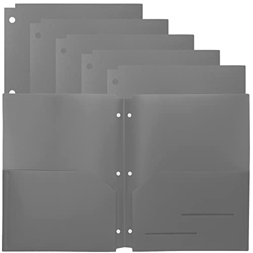 Dossier à deux poches plastique fin du désordre classeur perforé 3 trous gris