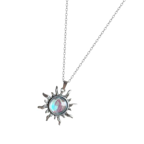 Image of Peiiwdc Statement Pendant Necklace Sun Design Alloy Jewelry