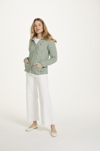 Image of Ladies Buttoned Cabled Cardigan-L