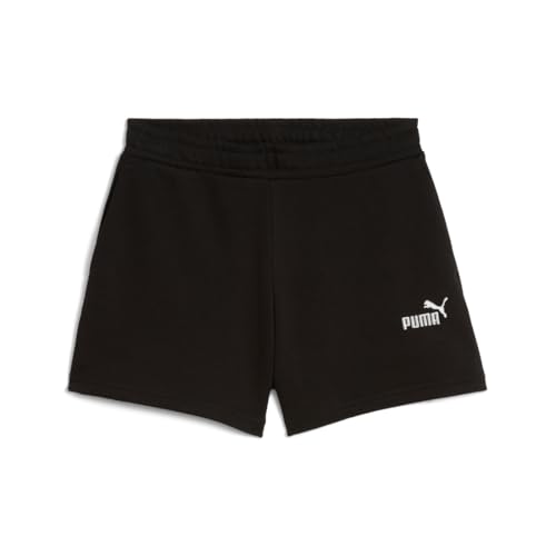 PUMA Girl's Essential Small No. 1 French Terry Logo Shorts, PUMA Black, Medium