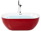Moderne, freistehende Badewanne Sanitäracryl oval rot 160 x 75 cm Nevis