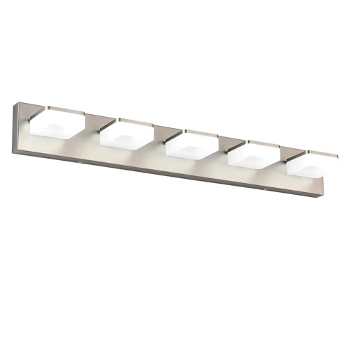 Bicrink Brushed Nickel Vanity Lights for Bathroom 5 Light Vanity Lighting Fixtures for Mirror...