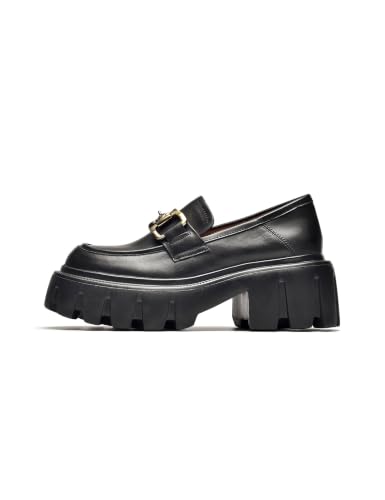 Image of BEAU TODAY Chunky Loafers Women,Platform Loafers for Women,Lug Sole Slip On Leather Classic Penny Shoes,Comfortable Office Work Business Casual Dress Shoes