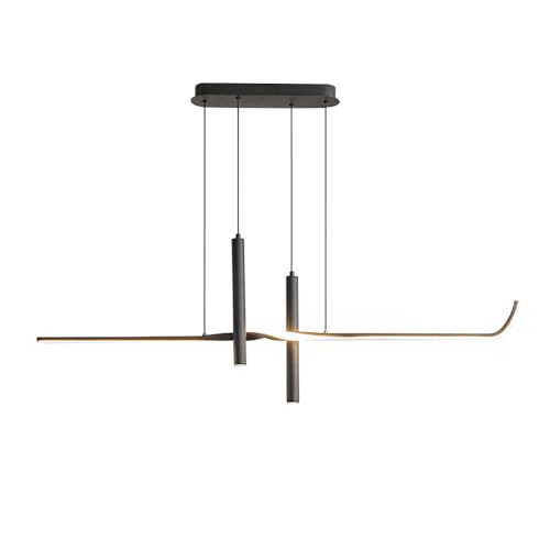 Plafonnier LED linéaire 4000K suspension noire pour table à manger et cuisine