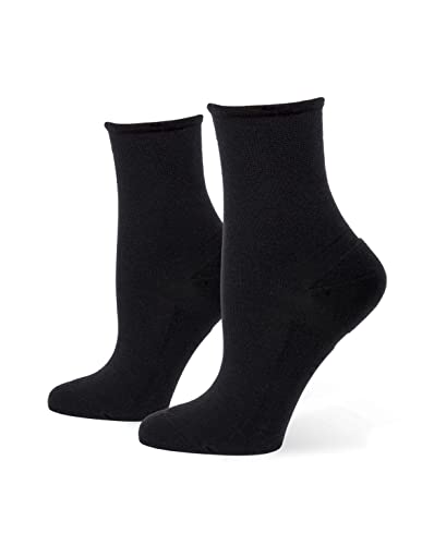HUE Women's Sporty Shortie Sneaker Socks, Black, One-Size