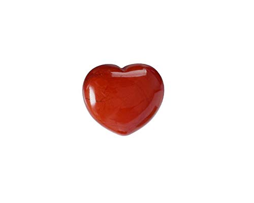 StoneStory Natural Red Stone Heart Love Carved Palm Worry Stone, Healing Crystal Stone for Chakra Energy Healing, Jewelry, Reiki, Meditation, Massage and Decoration Pack of 2 (Red Stone 1#)