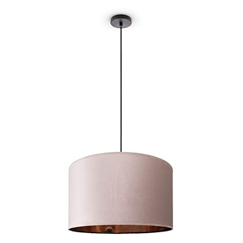 Paco Home Suspension Salon Abat-Jour Velours Vintage Monochrome E27 Câble Textile 1,5 m Raccourcissable