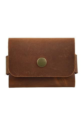 Single Snap Genuine Leather Minimal Card Holder, Male and Female Card Holder, Small Business Card Holder, Minimal Wallet, Gift Item (camel)