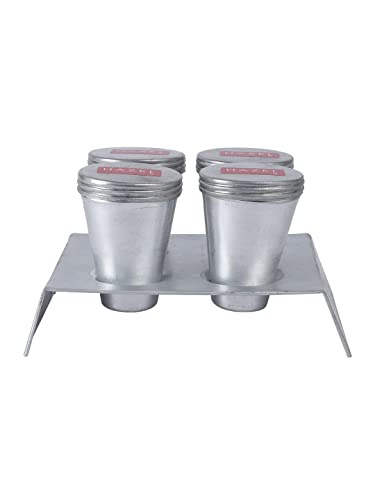 Image of HAZEL Kulfi Moulds Set Aluminium | Traditional Ice Cream Large Mould Set of 4 | Kulfi Moulds Set with Stand | Reusable Ice Cream Maker Popsicle Mould