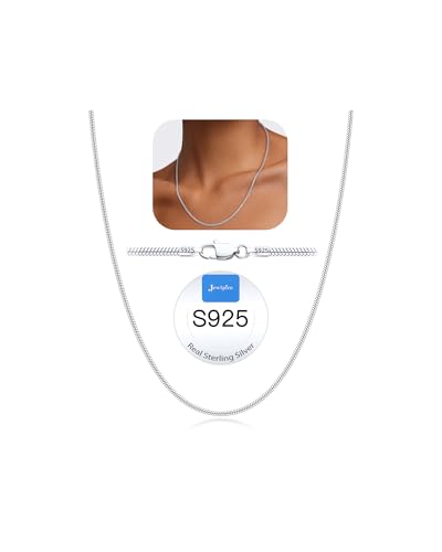 Jewlpire 925 Sterling Silver Chain Necklace for Women, 1.5MM Snake Chains Necklaces Silver Chain for Women Smooth & Sturdy Sterling Silver Necklace, 16 Inch