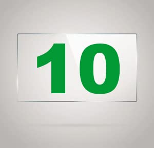 Number Plate 10 Room, Hotel, Hospital, Lodge,Apartment, Flat,Door No,College, Library, Rack Numbers Warehouse,Acrylic White Board Fixed with Green Color PVC Waterproof Sticker
