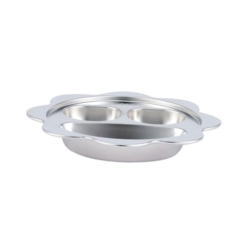 SOLUSTRE Stainless Steel Plate Divided Plates for Serving Compartment Dinner Tray Fast Food Trays Cafeteria Trays with Compartment Divided Plate 304 Stainless Steel Silver