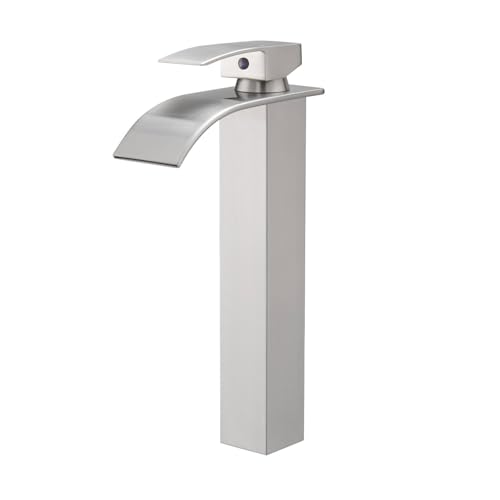 TIBRE XL Robinet mitigeur haut bec cascade chrome brossé gris - salle de bain