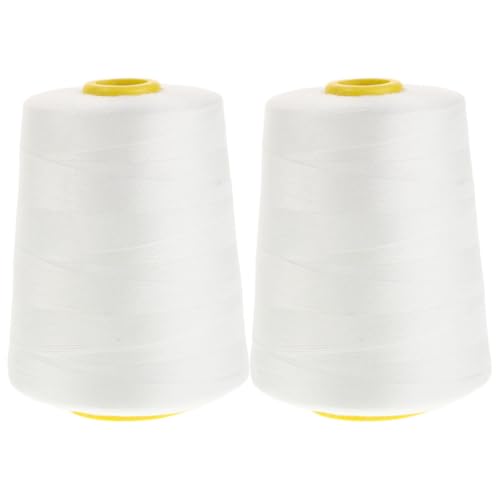 Hilo para acolchado y costura grueso jojofuny, 5000 yardas (2 rollos), blanco, de algodón, de 3 hebras, resistente para máquinas de coser y acolchado manual, manualidades DIY