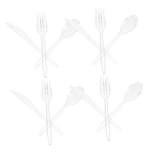 WRITWAA 使い捨てプラスチックカトラリー 透明スプーンフォークナイフ 入り 誕生日パーティー用 食品 素材 小型でかわいい使いやすい使い捨