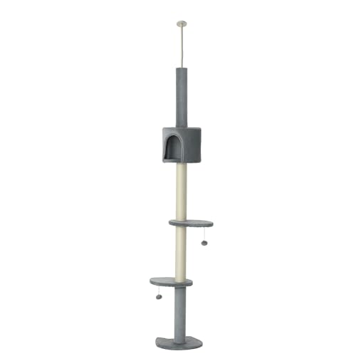 Árbol para gatos ajustable de 4 niveles gris miniatura 1