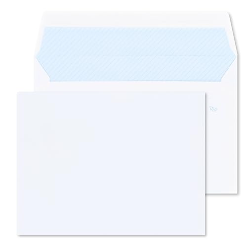 RAYLU PAPER - Pack de sobres blancos de papel con cierre autoadhesivo para envío de documentos y cartas, fácil sellado, 90g/m² de grosor (10 unidades, Cuartilla)