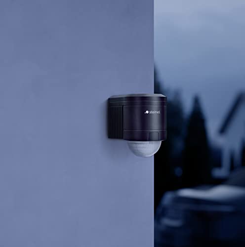 Steinel IS 240 DUO black - motion detector with 240° angle of coverage and max. 12 m range, infrared motion detector for indoor and outdoor use, incl. corner wall mount, 602710