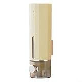 Dispensador de jabón de 450 ml montado en la pared para gel de ducha y champú con función de descarga tipo prensa, hecho de material ABS, para baño, cocina, hotel (amarillo leche)