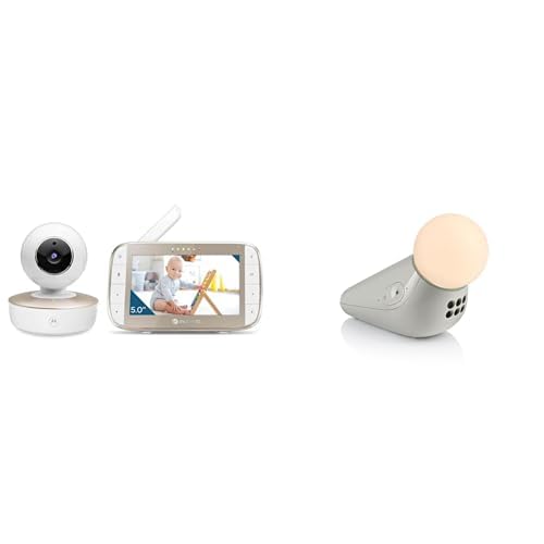 Motorola Nursery - Pack VM75 + S1, Vigilabebés con Monitor Visión Nocturna, Medidor de Temperatura y Luz Nocturna con Sonidos Relajantes para Bebés y Niños