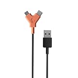 Skullcandy Line Duo USB Charger Cable, 12W USB A to Micro USB / USB C Dual Charger Cable for Samsung/Android Phones, Speakers, Headphones and Bluetooth Devices, 2ft - Black/Orange