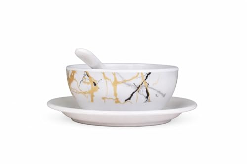 Image of Ariya Melamine Greek Soup Bowl Set Black Gold Harmony Collection Set of 4