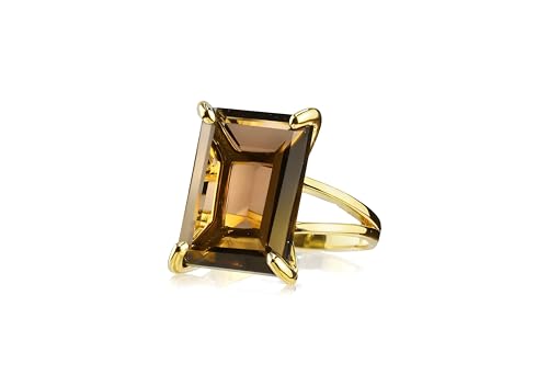 Bague en or 14k à quartz fumé le cadeau idéal pour marquer un grand jour