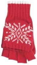 Ladies Knit Convertible Mittens/Gloves with Snowflake