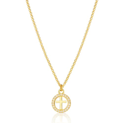 Collar de cruz de comunión de oro ideal para niñas de las flores en bodas