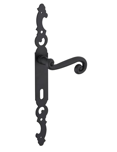 THIRARD - Ensemble de Poignées pour Porte de Chambre Coq - Trou de Clé - Carré 7 mm - Entr'Axes 195 mm - Finition Laqué Noir - Usage Pratique - Design Élégant - Noir
