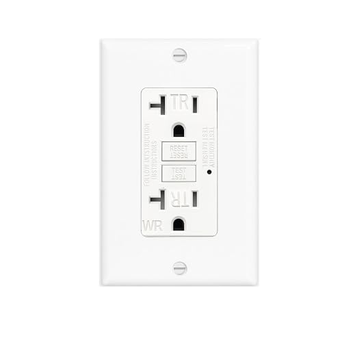 (20 AMP-1 Pack) LOONAVA GFCI Outlet WR White Tamper Resistant Weather Resistant GFI Receptacle with Self-Test LED Indicator UL Listed Easy Install Ground Fault Outlet for Outdoor Use & Bathroom