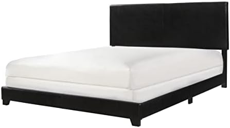 Crown Mark Erin Upholstered Panel Bed in Black, Queen