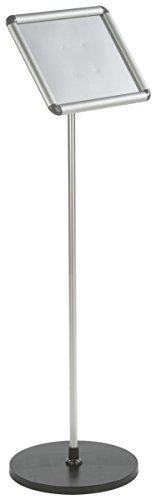 Displays2go Floor Sign Stand, 11 x 8.5 Inch, Landscape, Non-Glare Lens, Silver Aluminum (RP1185SV)