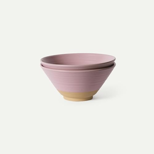 MORA Ceramic Ramen Bowl Set of 2, 45oz - Great for Pho, Miso Udon Soup, Instant Noodles, Serving, Thai or Asian Food - Microwave Safe Large Japanese Noodle Bowls, Modern Kitchen - Dawn