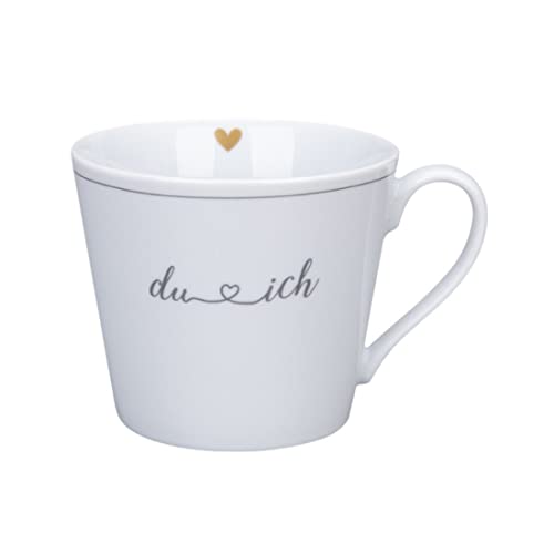 Krasilnikoff - Tasse, Henkeltasse, Kaffeetasse - Happy Cup - Porzellan - Du - Ich - Farbe: weiß - (ØxH) 10 x 9 cm Cover
