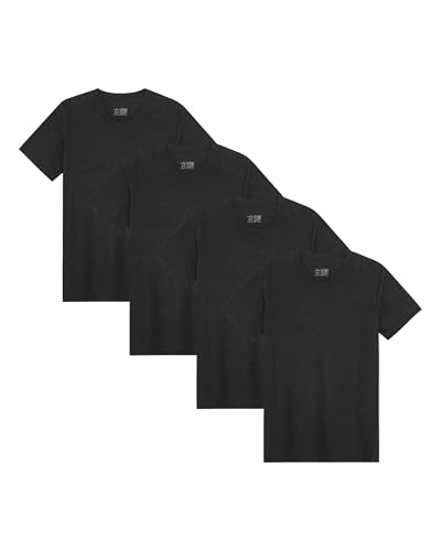 DANISH ENDURANCE Camisetas Manga Corta Hombre Algodón Orgánico - 1, 2 o 4 Pack, Cuello Redondo Negro XL