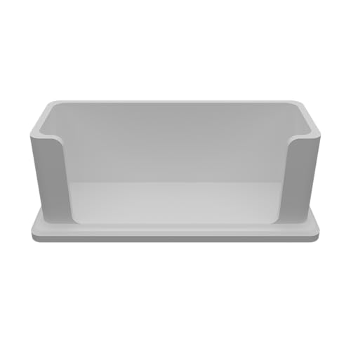 Image of Modern Minimalist Visiting Card Holder for Desk - Premium Plastic Business Card Stand, Office Table Card Organizer for Professionals, Reception, Home Office (White)