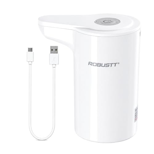 Image of Robustt Water Dispenser Pump for 20 Litre Water Bottle | USB Type-C Rechargeable Electric Water Can Dispenser | One-Touch Drinking Water Dispenser for Home, Office & Outdoor Use | White