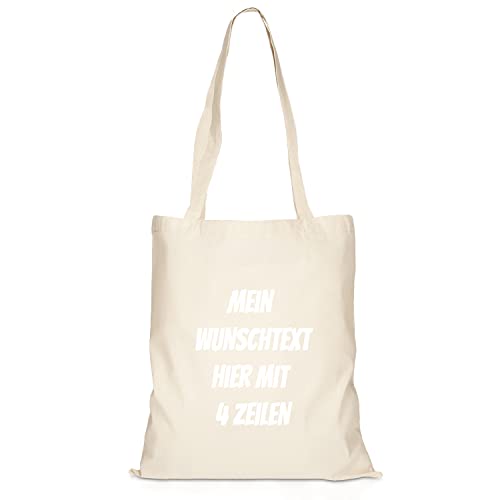GERLINOVA Jutebeutel bedrucken mit Wunschtext, Stoffbeutel mit langen Henkeln, 100% Baumwolle Cover