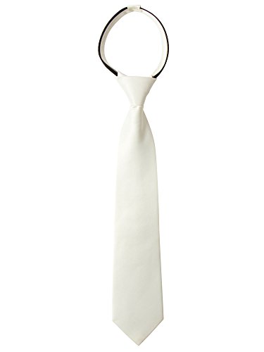 Spring Notion Boys' Satin Zipper Necktie Ivory Small