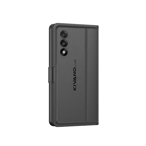 Image of KIVANO LUXE Compatible for OnePlus Nord 5 5G Luxury Handmade Leather Magnetic Flip Folio Case | Card Holder & Kickstand | Slim Protective Cover | Unisex - Black