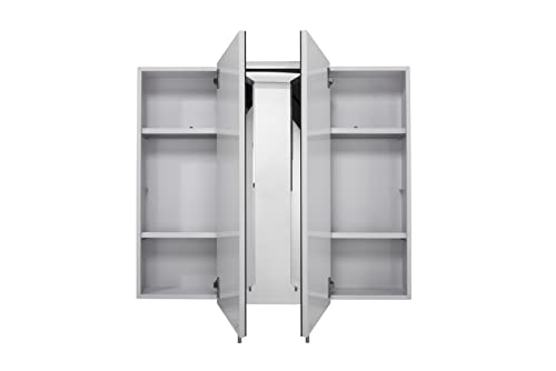 Croydex Texoma Tri-View Hang 'N' Lock Easy Installation Surface Mount Medicine Cabinet, 36" W X 30" H, White Steel #TOP5