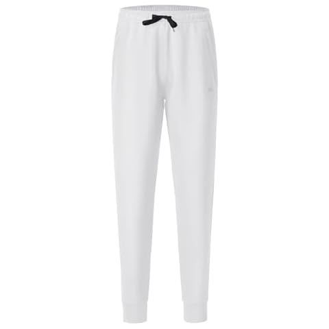 DEVOROPA Boys Joggers Water Resistant Lightweight Youth Tapered Leg Sweatpants Kids Track Running Athletic Pants Zip Pockets White L Cover