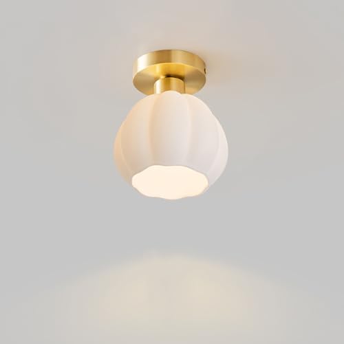 TCHAUSGZOZ Lámpara de techo semiempotrada latón cepillado: elegante lámpara pasillo vidrio for sala estar, dormitorio, cocina y más