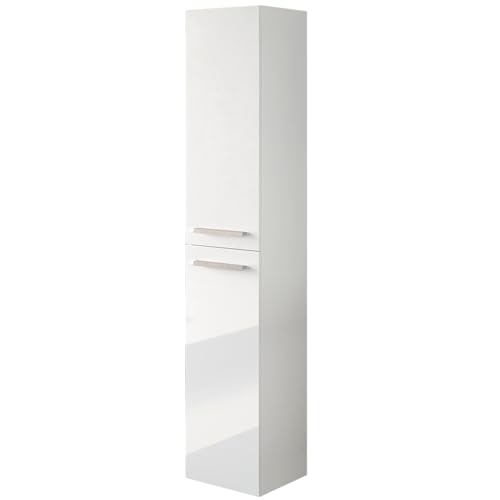 Miroytengo Columna de Baño Suspendida Aruba en Melamina Color Blanco Brillo Elegante y Moderna 30x150 cm